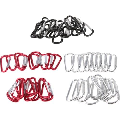 20pcs/ Set Aluminum Carabiner Outdoor D Shape Buckles Key chain Clip Spring Snap Hook Buckle