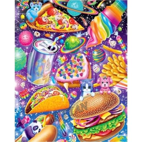 Full square/round 5D DIY diamond painting color Dog cat burger Ice cream Embroidery Pattern Cross stitch kit mosaic home decor