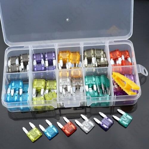 100pcs New mini Auto Automotive Car Boat Truck Blade Fuse Box Assortment 2A 3A 5A 7.5A 10A 15A 20A 25A 30A 35A