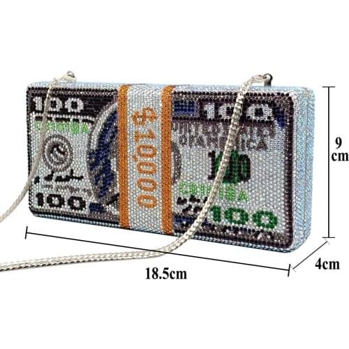 XIYUAN BRAND Women Crystal dollars Evening Bags for party/prom Ladies Diamond Minaudiere Wedding Clutch Handbag clutch Purse