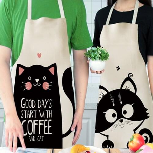 Waterproof Polyester Apron Cartoon Cute Household Cooking Tools Cleaning Aprons for Men and Women 68 X 55CM Kitchen Accessories