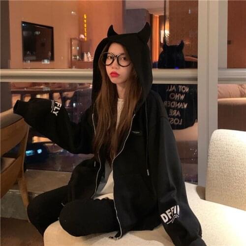 Ins long-sleeved womens spring and autumn clothes plus size fat MM sister lazy wind wild coat tide худи hoodie