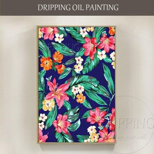 Skilled Artist Handmade High Quality Colorful Flowers Oil Painting on Canvas Luxury Art Flower Oil Painting for Villa Decoration