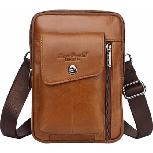 Leather Male Waist Belt Bags Small Messenger Shoulder Men Phone Pouch Card Holder Key Cigarette Case
