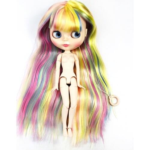 Factory Blyth Doll Colorful Rainbow Straight hair white skin Blyth Dolls Joint nude Body DIY BJD toys Fashion toy for Girl Gift