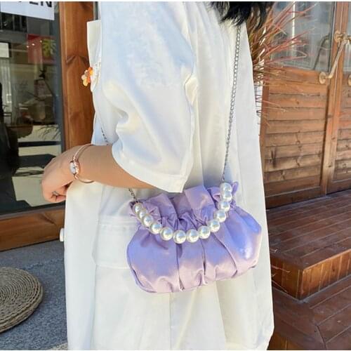 Fashion Womens Bag Designer Small Bag Pleated Pearl Shopper Bag Clutch Sac De Luxe Femme Holiday Handbag Messenger Bags