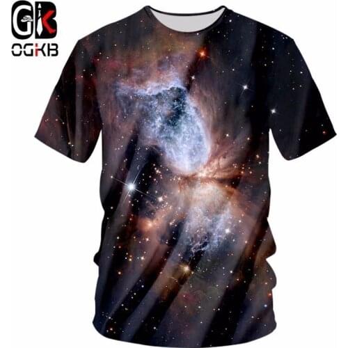 OGKB New Arrival Funny Starry Night 3d T Shirt Summer Hipster Short Sleeve Tee Tops Mens Hiphop Streetwear Casual T-Shirt Homme