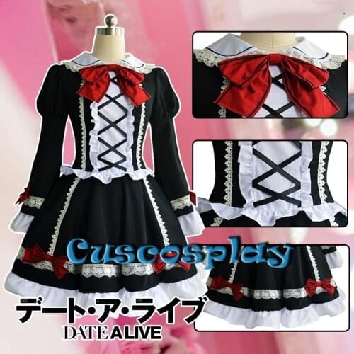 Anime Date A Live Kurumi Tokisaki Gothic Lolita Date Dress Cosplay Costume Halloween Chrismas Carnival Outfit Wig