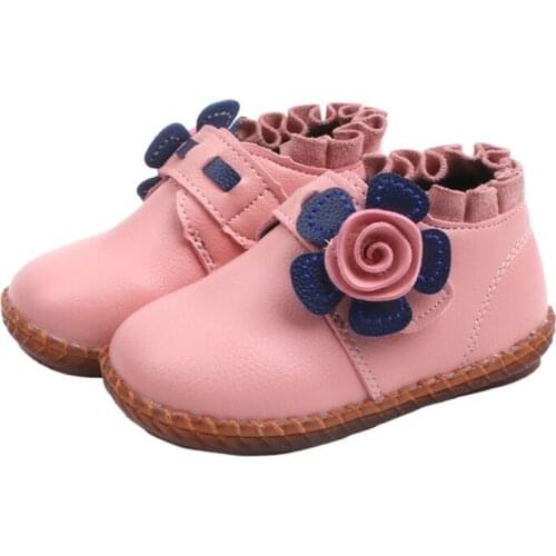 Autumn Winter Cotton Kids Shoes Soft Bottom Girls Shoes Flowers Plus Velvet For Kids 6 Months To 5 Years Old