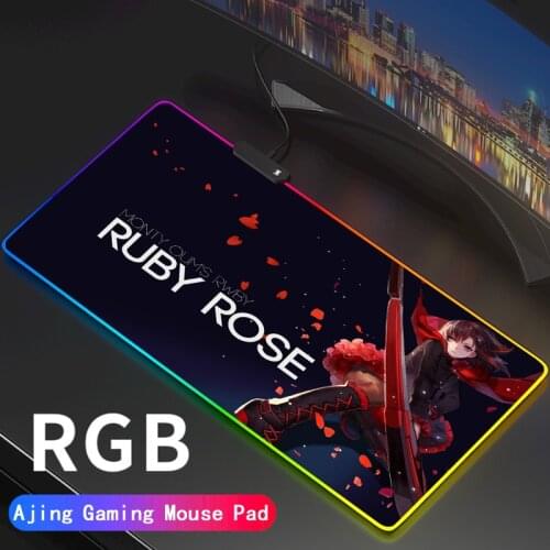 Custom Large Gaming RGB Ruby Rose Mouse Pad Gamer Keyboard Rubber MousePad USB Wired LED Big Backlight Computer Desk Mat