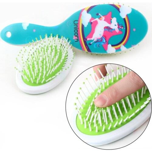 Cartoon Unicorn Print Hair Detangler Comb,Haircare Massage Scalp Airbag HairStyling Tool,Soft Comb Teeth Brush Barber Accessory