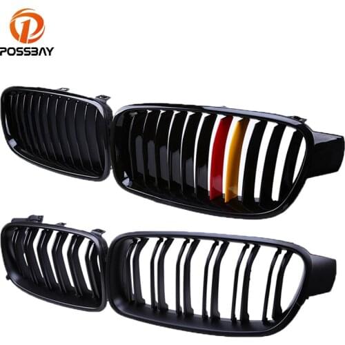 POSSBAY 2Pcs Car Front Bumper Center Grilles Black Grill 51137263479 for BMW 3 Series F30 F31 F35 2011 2012 2013 2014 2015 2016