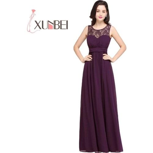 Robe de soiree Burgundy Lace Bridesmaid Dresses Long Appliques Chiffon Prom Dresses Party Gowns