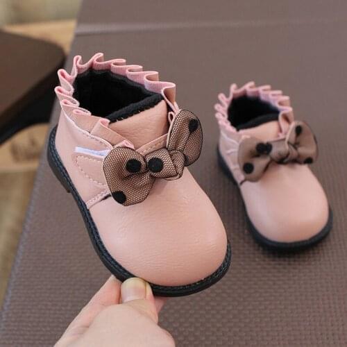 Fall winter baby short boots soft-soled princess shoes girl plus cotton boots Korean version baby toddler shoes 1-3 years old