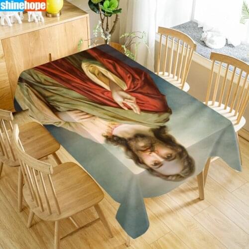 Jesus Christ Table Cloth Oxford Print Waterproof Oilproof Home Rectangular Party Table Cover 100X140cm/140X250cm