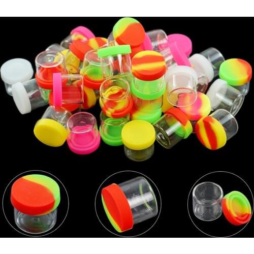 10pcs 6ml Small Glass Jar with Lids Wax Oil Dab Container Portable Storage Tank Non-Stick Slick for Lotions Creams Wholesale