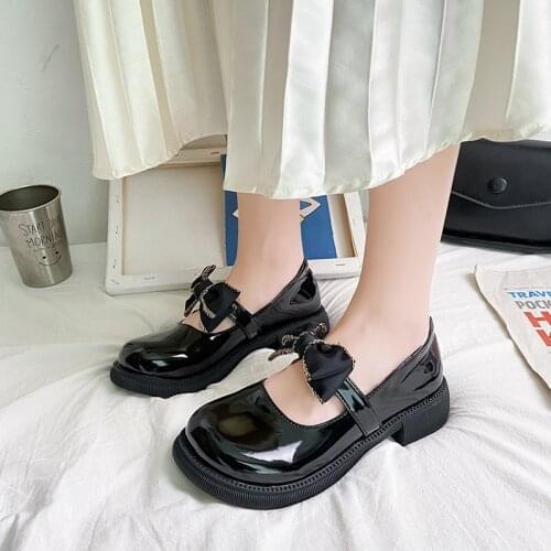 Autumn Flats Women Shoes Bowtie Loafers Plus Size Spring Patent Leather Elegant Low Heels Slip On Footwear Female Oxford Shoes