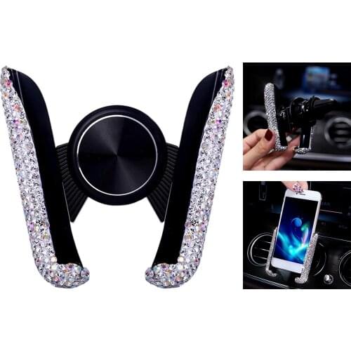 Universal Car Phone Holder Air Vent Mount With Bling Rhinestone Diamond
