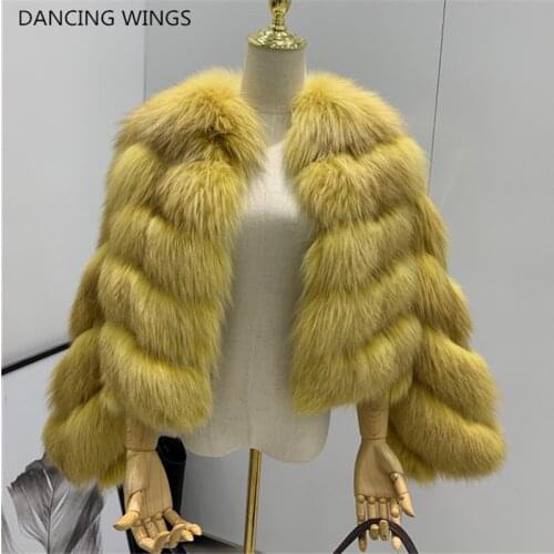High Street Fashion Women real red fox fur coats and jackets High Quality Natural Fur Outerwear
