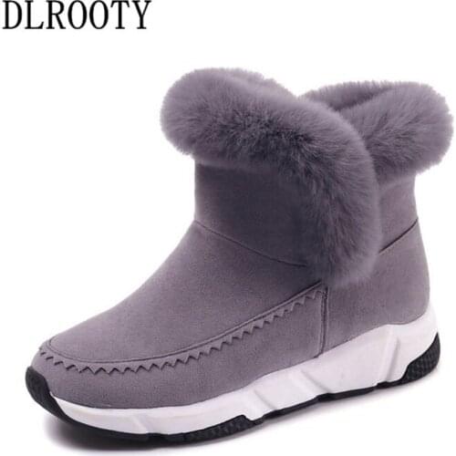 Women Snow Boots Ankle 2018 Winter Warm Short Plush Female Casual Shoes Woman Flat Fashion Platform Round Toe Slip On Outdoor
