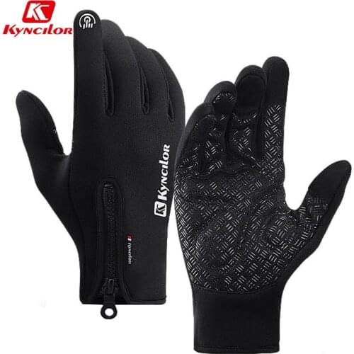 Kyncilor Winter Warm Cycling Gloves Windproof Wear-resistant Motorcycle Gloves Three-finger Touch Screen Mountain Bike Gloves