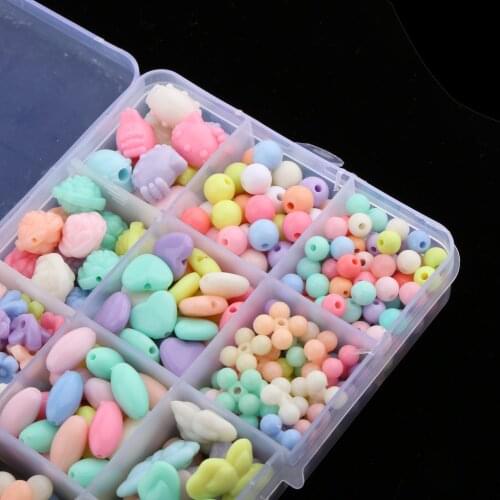 1 Box Mixed Color & Shape Jewelry Beads Set For Kids Craft DIY Bracelet Gift