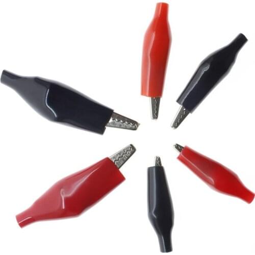 10Pcs 28/35/45MM Crocodile Electrical Clamp Testing Probe Meter Black Red Plastic Boot DIY Car Auto Battery Metal Alligator Clip