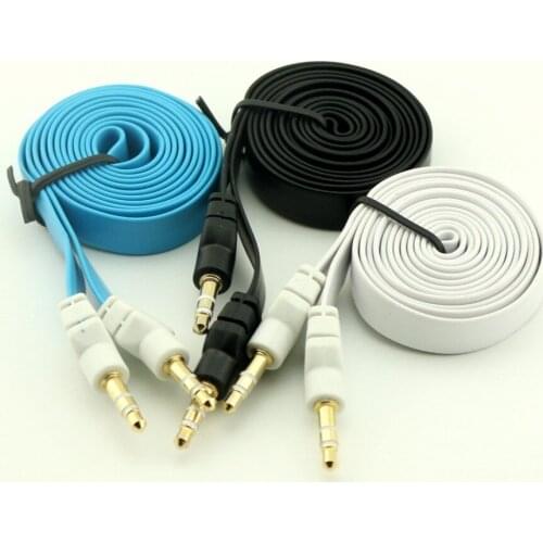 10Pcs(White/Black/Blue) 3.5mm Male to Male Gold Plated Plug Stereo Audio AUX Flat Wire Cable Cord 3ft