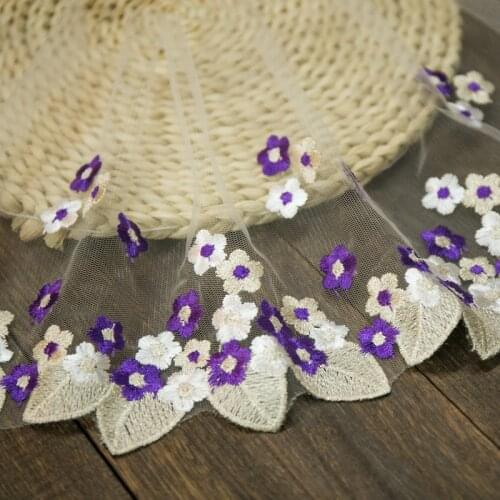 2Yards Lace ribbon Tulle Elastic Stretch Trim Embroidered 17cm Wide Trimming Sewing DIY Clothes Headband Bra Trims Lace Fabric