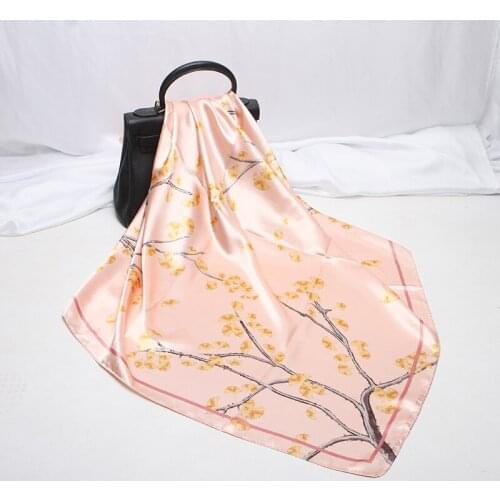 2020 90x90 Ginkgo biloba Multipurpose women Silk twill scarf Satin square tie Hairband ladies foulard femme towel bufanda shawl
