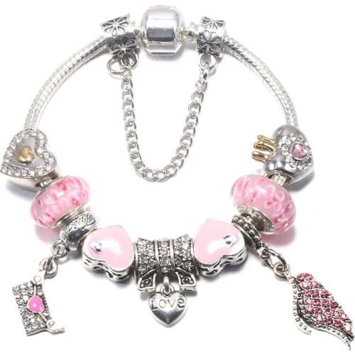 2020 new diy beaded bracelet female envelope pendant love heart-shaped inlaid crystal zirconium pendant charm jewelry