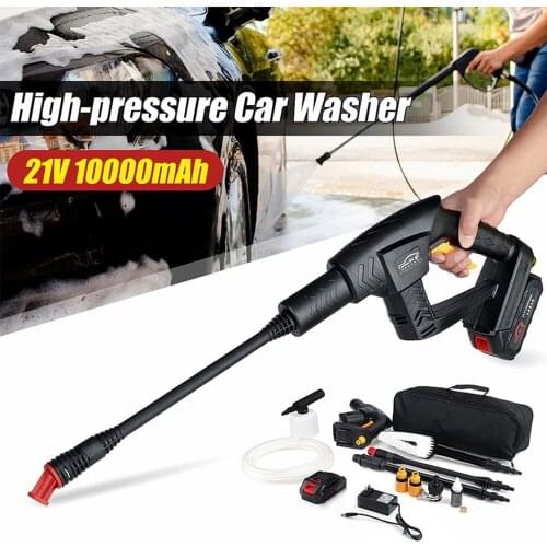 21V Cordless Portable High-pressure Car Washer With10000mAh Li-ion Battery and 5m Water Hose