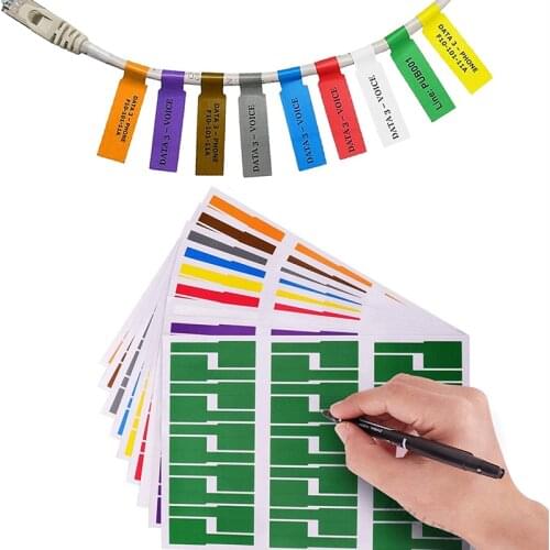 300Pcs Waterproof Resistant Durable Self-Adhesive Cable Labels Wire Marking Network Printer Sticker Organizers A4 Cable Tags