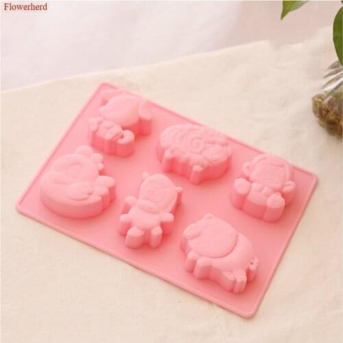 6-cavity Animals Silicone Mold Food Grade 3d Silicone Mold Handmade Soap Mold Fondant Cake Decors DIY Cake Chocolate Mold