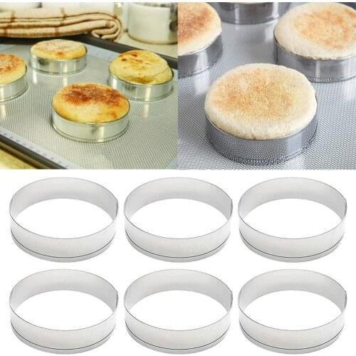 6Pcs Stainless Steel Cake Muffin Crumpet Bread Rings Bakery Baking Mold Tools Cookies cake Mold Kitchen tool