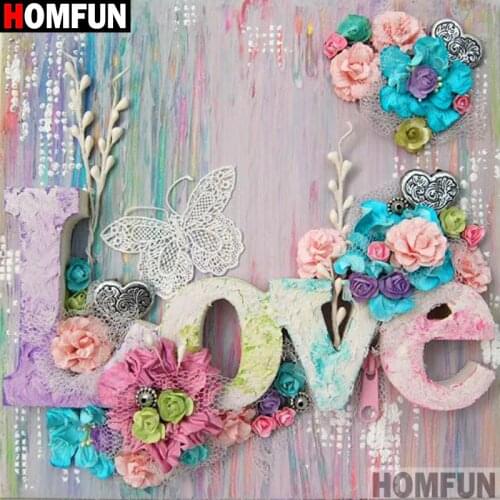 HOMFUN Full Square/Round Drill 5D DIY Diamond Painting "Flower letter" 3D Embroidery Cross Stitch 5D Home Decor Gift A15235