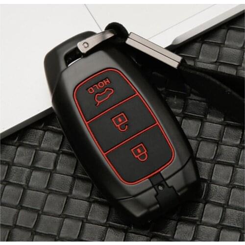Carbon Fiber alloy Car Key Case For Hyundai i30 Ix35 KONA Encino Solaris Azera Grandeur Ig Accent Santa Fe Palisade 2017 2018