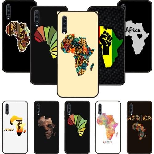 Phone Case For Samsung Galaxy A 50 51 71 70 7 5 10 20 30 40 41 21 S E Black Cover Shell 3D Funda Fashion Hoesjes Tpu Africa Map