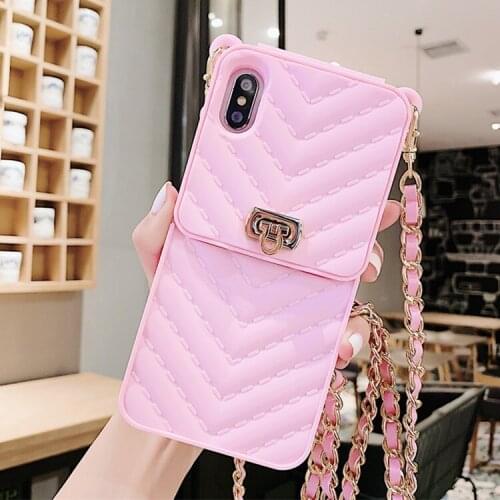 For iPhone 11Pro 12 X Mobile Phone Shell Creative Card Wallet Phone Case Silicone Belt Lanyard Protective Cover Anti-fall