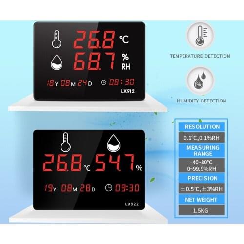 RONGCE LED Digital Thermometer And Hygrometer High-precision Wall Clock Indoor Bedroom School With Humidity Temperature Sensor