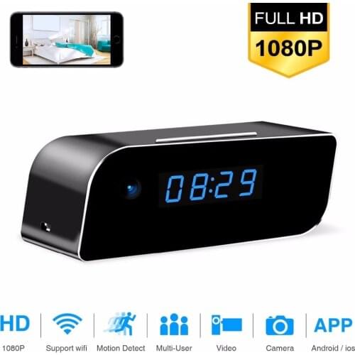 Home Security IP P2P Camcorder 1080P Clock Camera WiFi Clock Time Alarm Night Vision Remote Monitor Micro Suport Hidden tf card