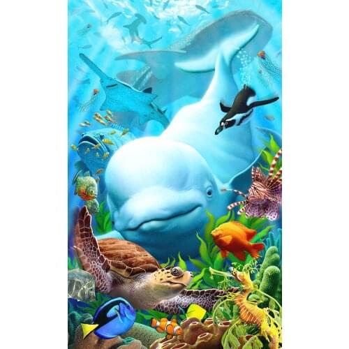 JMINE Div 5D Beluga Whale Underwater Full Diamond Painting cross stitch kits art High Quality Animal 3D paint by diamonds