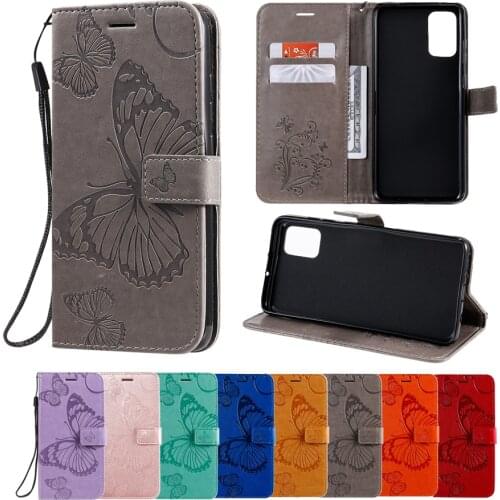 Wallet Leather Flip Case For Samsung S21 S20 S10 S9 S8 S7 For Galaxy Note 20 10 9 8 3D Butterfly Embossed Flip Wallet Case