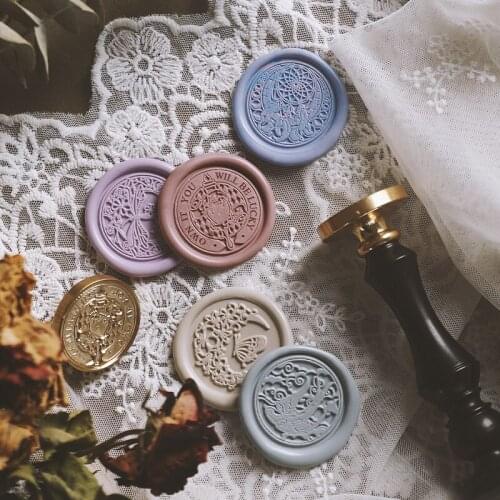 Round Fire Lacquer Seal Yunyan Dragonfly Seal Wax Seal Wedding Invitation Hand Account Embossed Wax Stamp Envelope Wax Seal