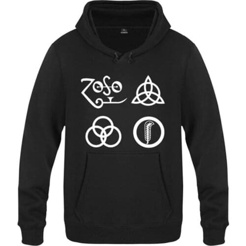 Mens Hoodies Zoso Printed Hoodie Men Hip Hop Winter Fleece Long Sleeve Mens Sweatshirt Rock Pullover Man Tracksuit