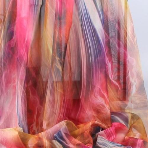 Soft Novelty Gradient Fashion Chiffon Fabric Printed Silky Gauze Fabric For Dress Tulle Fabric by the meter