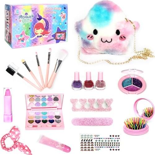 Baby Girls Kids Makeup Kit Set Princess Pretend Play Safe Non-toxic Washable Beauty Hair Salon Toys Girls Christmas Birthday Gif
