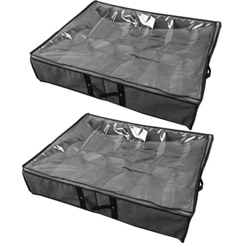 Under Bed Shoe Storage Organizer Set Of 2,Shoes Storage Solution With Clear Window, Breathable,Foldable Shoes Storage