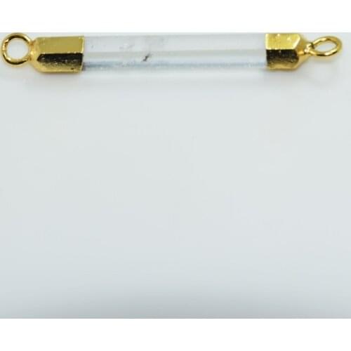 Natural stone hexagonal pendant connector for necklace 6x33mm small rock clear crystal quartz connector for girl