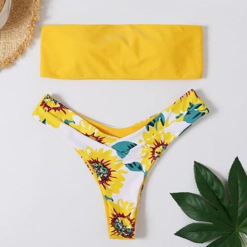 New Coconut tree Print Swimwear Bikinis Women Swimsuit Sexy Thong Two Piece Bathing Suit Halter Biquini Maillot de bain femme